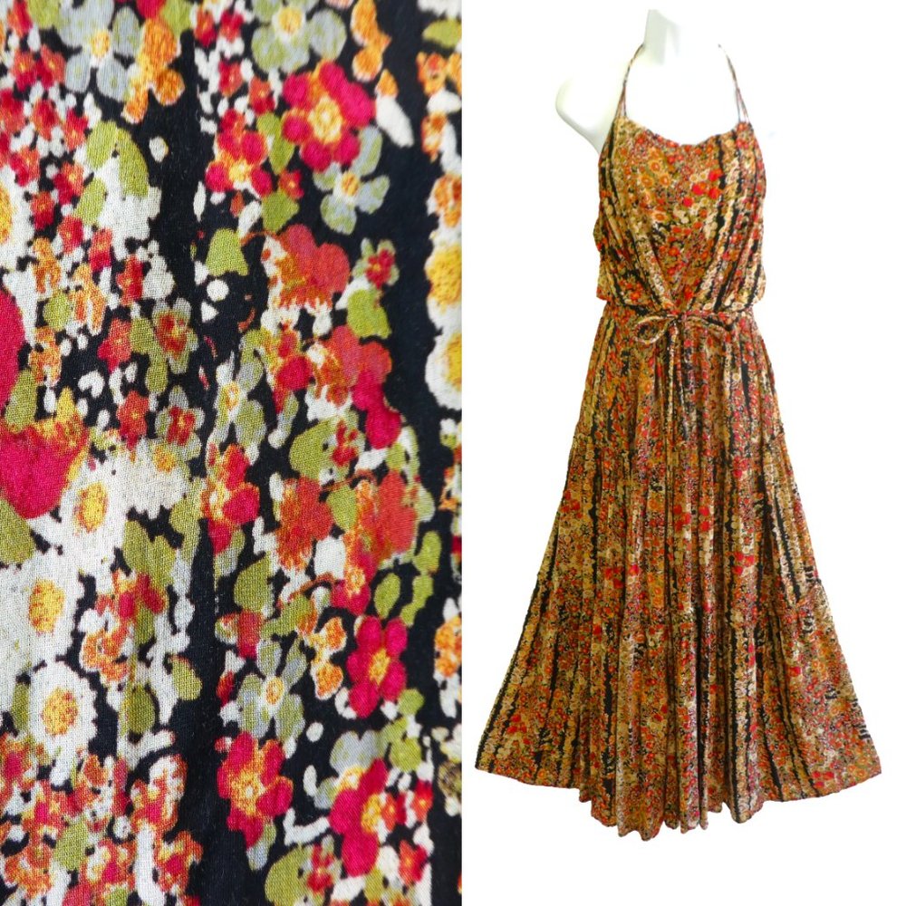 Free People Maxi Dress Tiered Braided Straps Criss Cross Back Attached Waist Tie